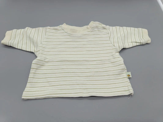 Cremefarbenes fein gestreiftes Baby-Langarmshirt in Größe 50, Vorderseite