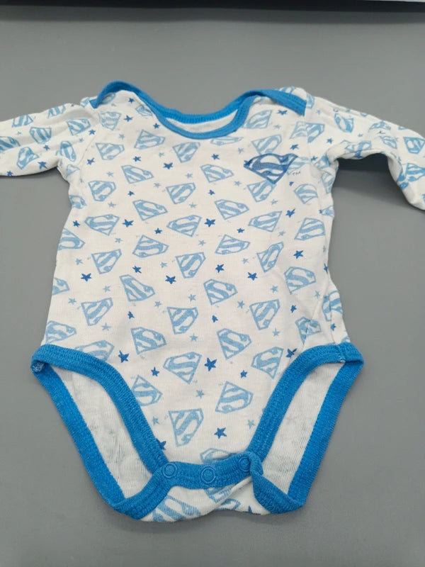 Superbaby Langarmbody weiß-blau Größe 50/56, Vorderseite