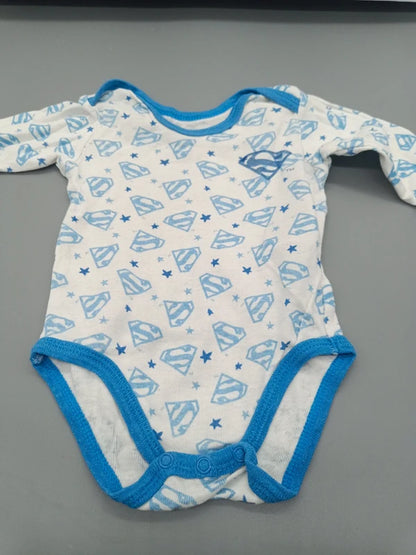 Superbaby Langarmbody weiß-blau Größe 50/56, Vorderseite