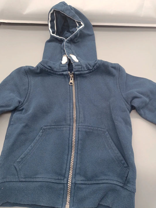 Dunkelblaue Kinder-Kapuzenjacke mit Reißverschluss in Größe 98, Vorderseite