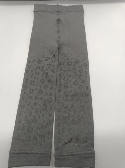 Graue warme Ergee Kinder-Leggings Größe 98/104 mit dunklerem Muster an den Beinen