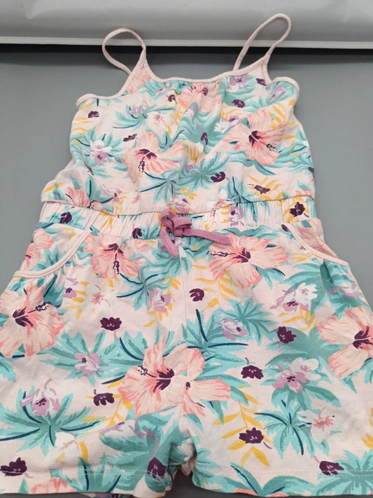 Geblümtes H&M Kinder-Hosenkleid Größe 122/128 mit Spaghettiträgern, Vorderseite