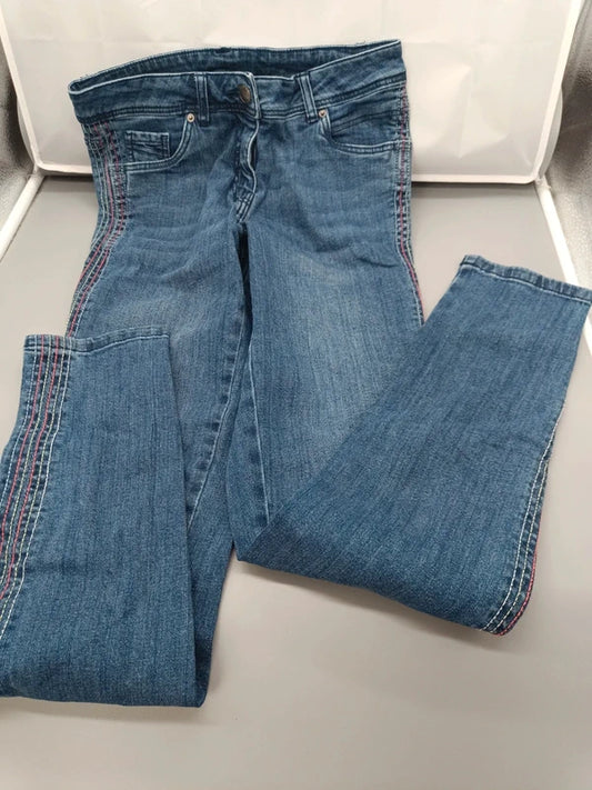 Blaue blue-motion-Cargo-Jeans mit Kontrastnähten, Größe 36 / IT 40, Vorderseite