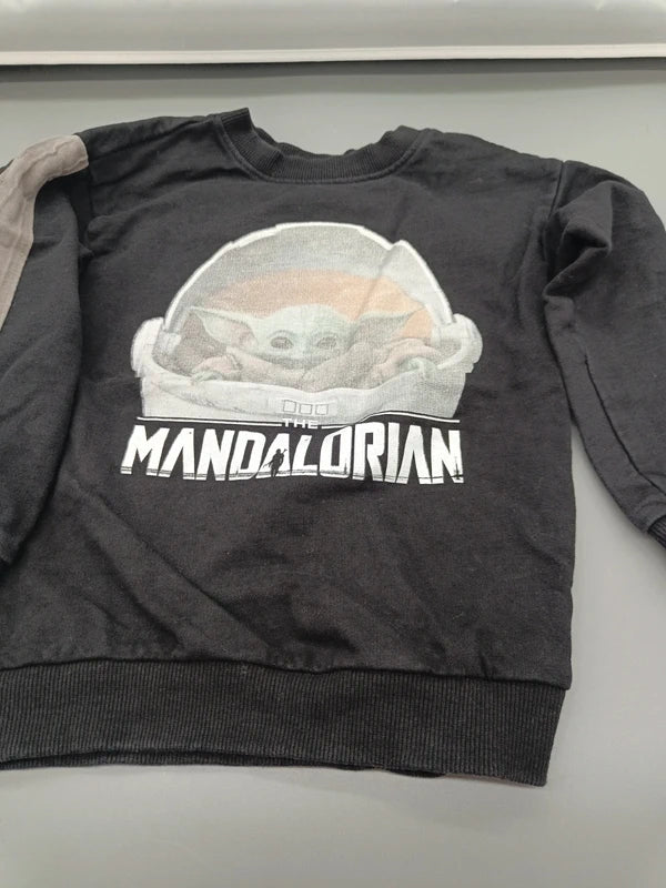 Schwarzes Star Wars Kinder-Sweatshirt mit Grogu-Motiv, Größe 98, Vorderseite