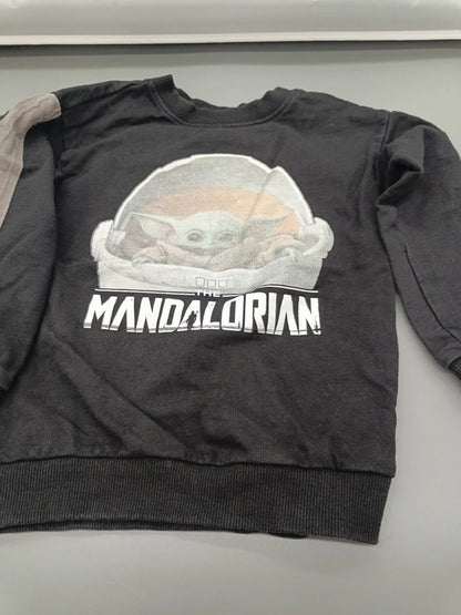 Schwarzes Star Wars Kinder-Sweatshirt mit Grogu-Motiv, Größe 98, Vorderseite