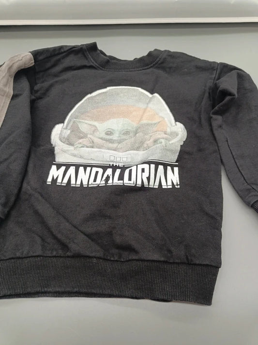 Schwarzes Star Wars Kinder-Sweatshirt mit Grogu-Motiv, Größe 98, Vorderseite
