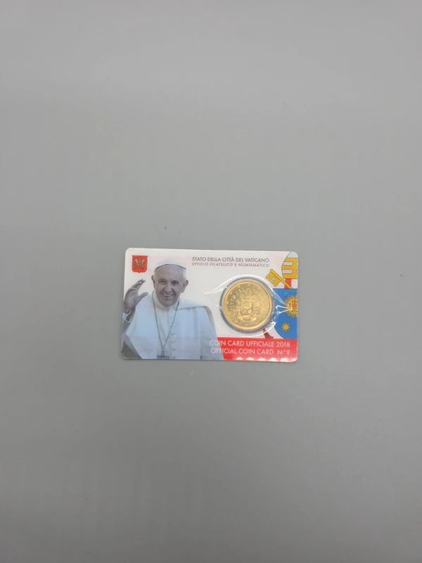 Vatikan Coincard Nr. 9 von 2018 mit Papst Franziskus und Münze