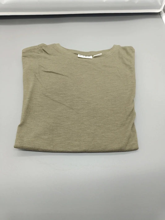 Beiges strukturiertes Kinder-Kurzarmshirt in Größe 116, Vorderseite