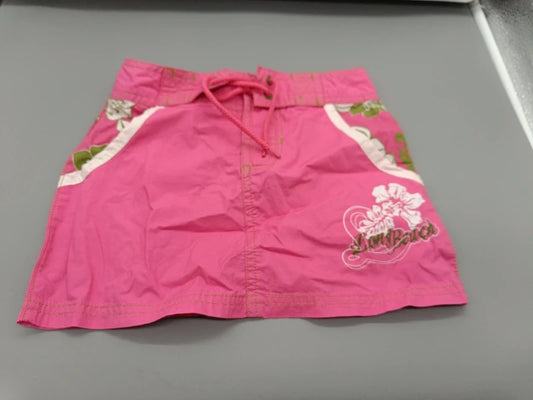 Pinkfarbener Mädchenrock mit Blumenbordüre in Größe 110, Vorderseite