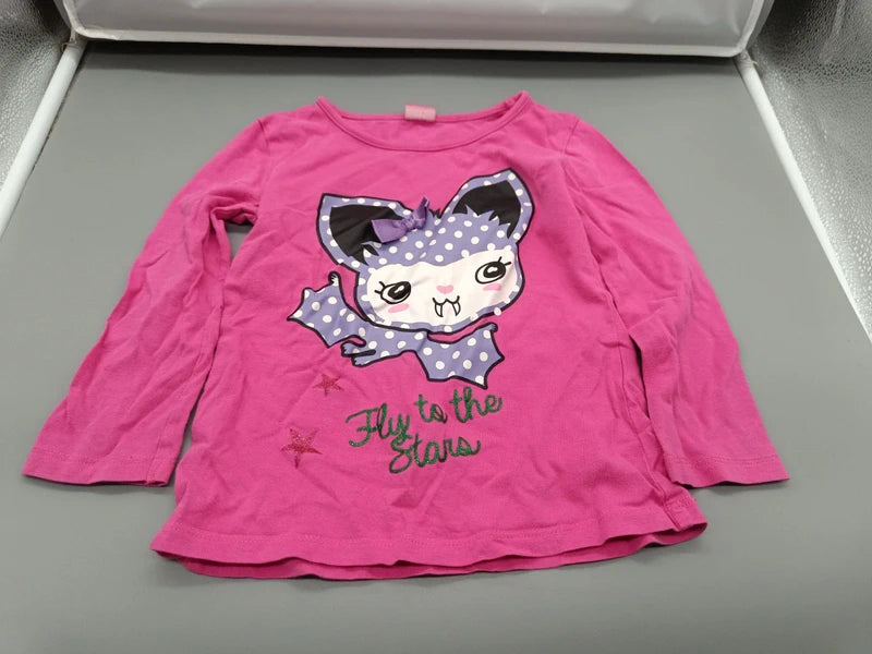 Pinkes Kiki & Koko Sweatshirt Größe 98 mit Fledermausmotiv, Vorderseite