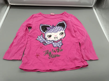 Pinkes Kiki & Koko Sweatshirt Größe 98 mit Fledermausmotiv, Vorderseite