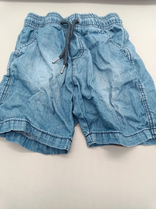 Blaue Lupilu Kinder-Shorts Größe 98/104, Vorderseite mit elastischem Bund und Kordel