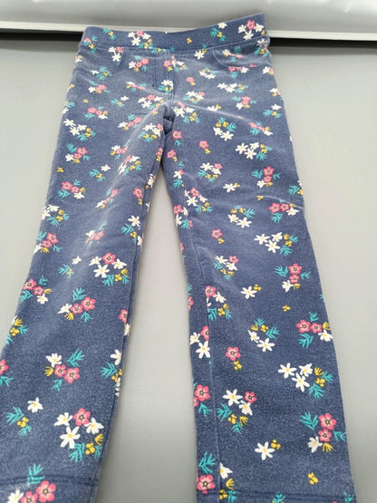 Blaue Lupilu Kinder-Leggings Größe 98/104 mit buntem Blumenmuster, Detailansicht