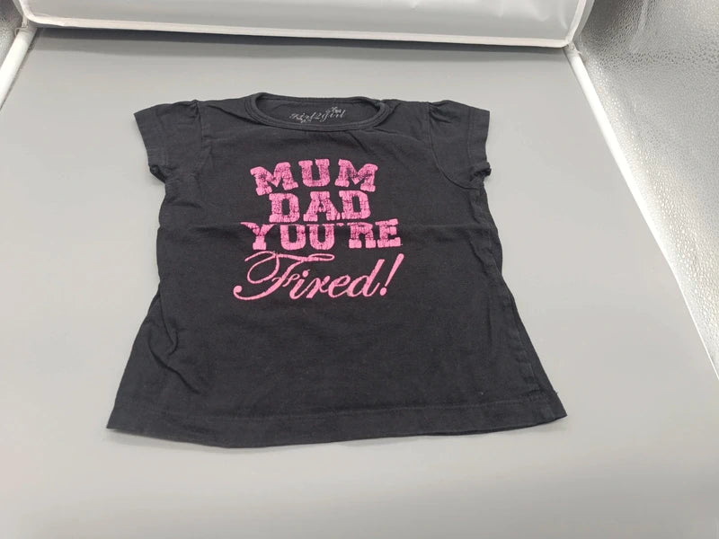 Schwarzes Girl2Girl Kinder-T-Shirt Größe 104 mit rosa Spruch auf der Vorderseite