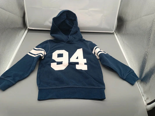 Dunkelblauer Kinder-Hoodie mit Kapuze und 94 Print, Größe 98
