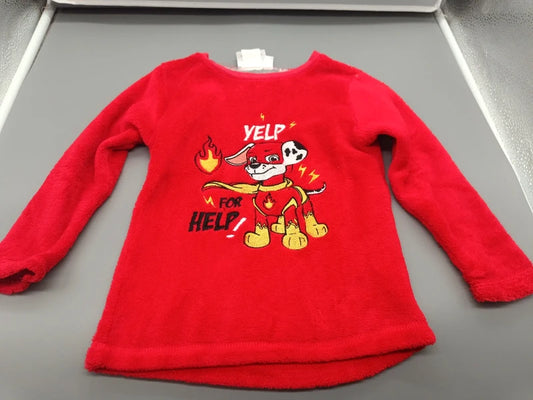 Rotes Paw-Patrol-Fleece-Shirt mit Chase-Motiv in Größe 92, Vorderseite