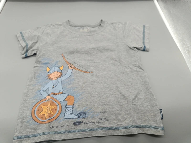 Graues Jako-o Kinder-T-Shirt mit Wikinger-Motiv, Vorderseite