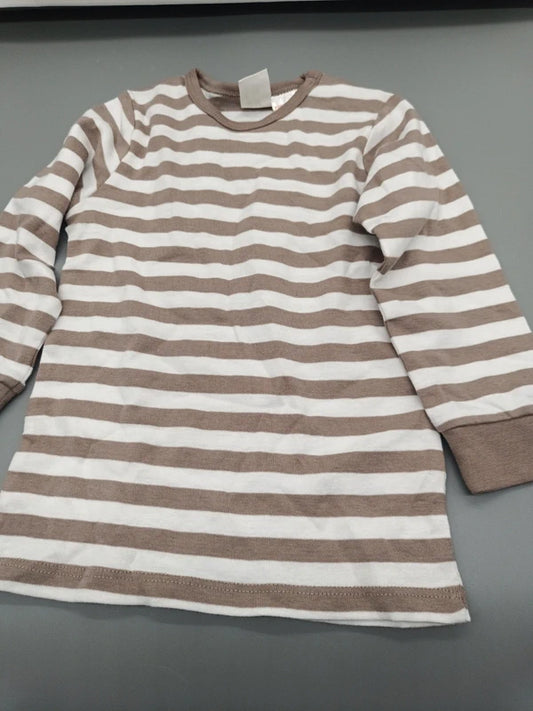 Taupe-weiß gestreiftes Langarmkleid für Kinder