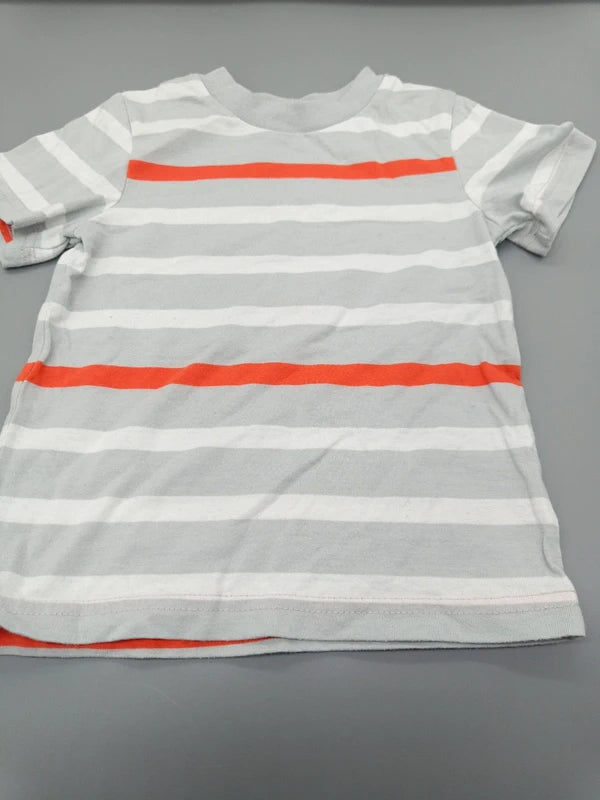 Circo Baby-T-Shirt in Hellgrau Weiß und Dunkelorange gestreift, Detailansicht