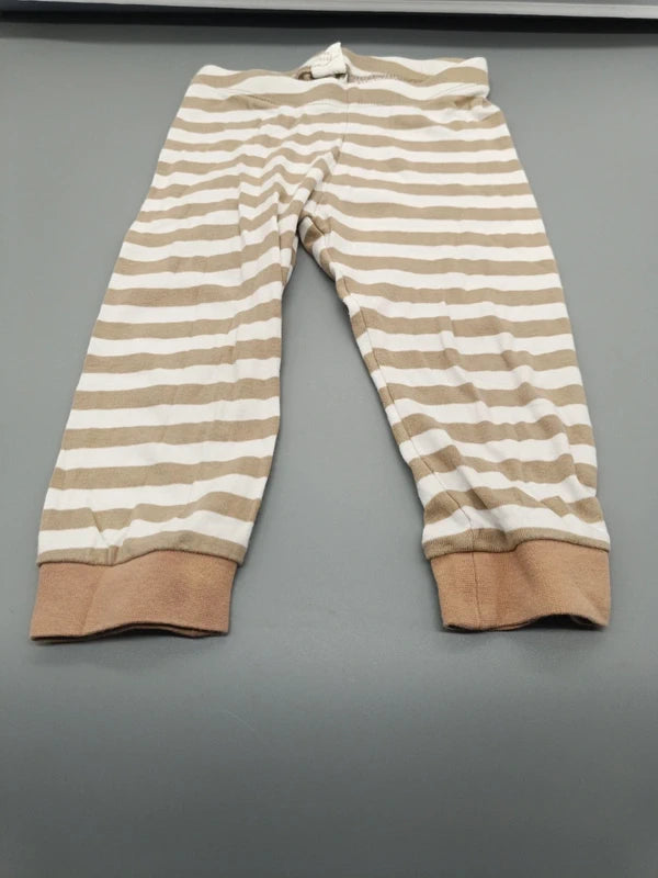 Beige-weiß gestreifte H&M Babyhose Größe 80 mit beigen Beinbündchen, Vorderseite