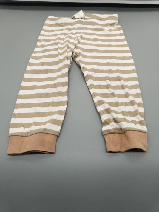 Beige-weiß gestreifte H&M Babyhose Größe 80 mit beigen Beinbündchen, Vorderseite