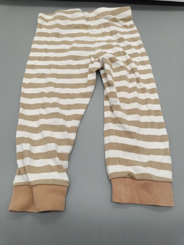 Rückseite der beige-weiß gestreiften H&M Babyhose Größe 80