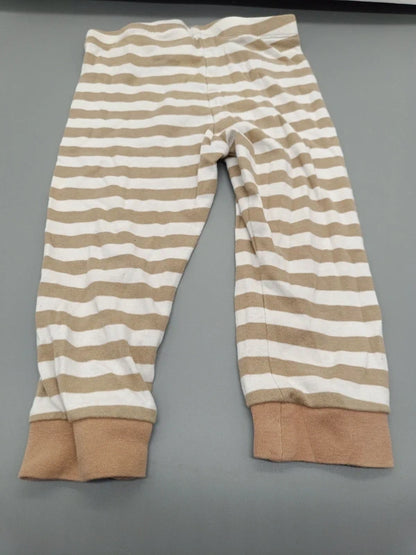 Rückseite der beige-weiß gestreiften H&M Babyhose Größe 80
