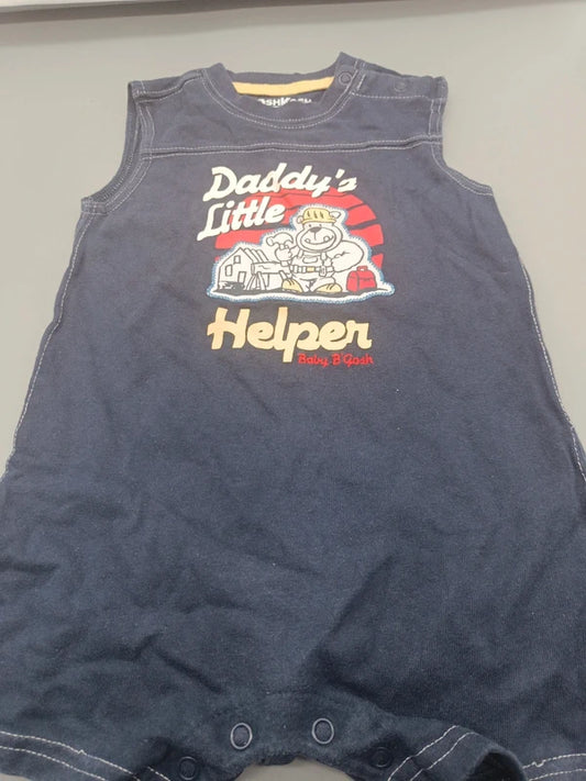 Dunkelblauer ärmelloser Baby-Strampler mit Daddy’s Little Helper Aufdruck, Größe 80