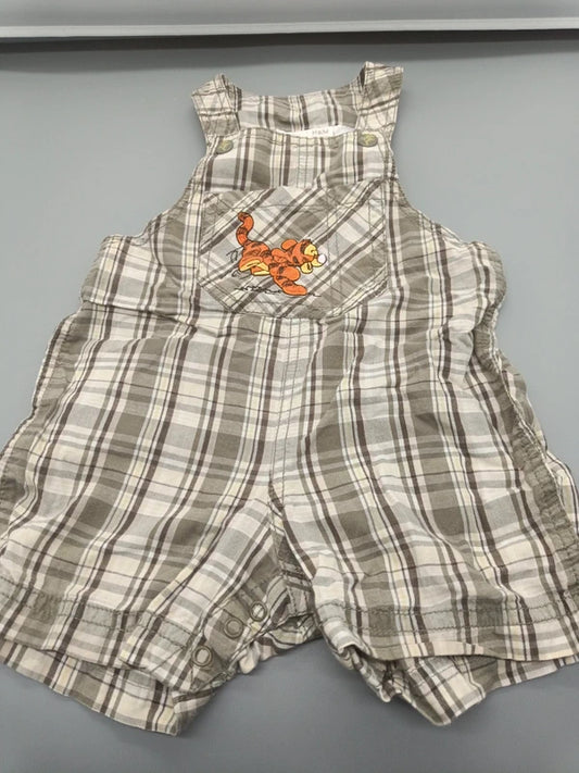 Karierte H&M Baby-Latzhose Größe 74 mit Tigger-Motiv, Vorderseite