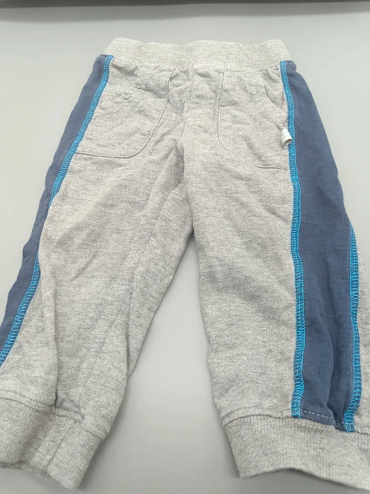Grau-blaue Kinder-Jogginghose mit Seitenstreifen in Größe 80, Vorderseite