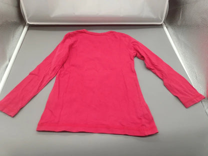 Vorderseite des pinken DopoDopo Kinder-Langarmshirts mit Ballettschuhen Größe 104