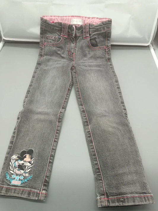 Graue Mickey-Mouse-Kinderjeans in Größe 104, Vorderseite