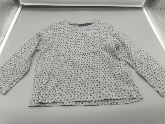 Hellgrau-weißes Kinder-Langarmshirt mit kleinem Dreiecks-Muster