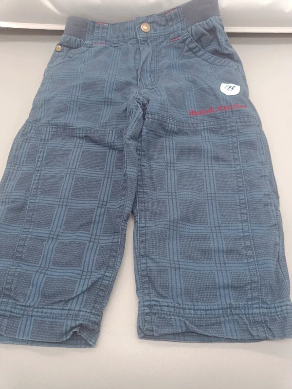 Blaue gefütterte Topolino Hose Größe 86 mit Karomuster, Vorderseite