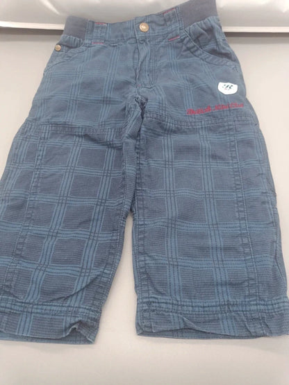 Blaue gefütterte Topolino Hose Größe 86 mit Karomuster, Vorderseite