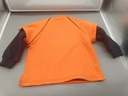 Rückseite des orange-blauen Bambino Kinderpullovers Größe 92