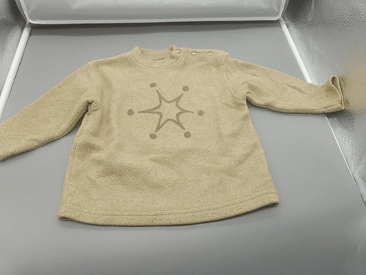 Beigefarbenes Baby-Langarmshirt mit Sternmotiv und langen Ärmeln