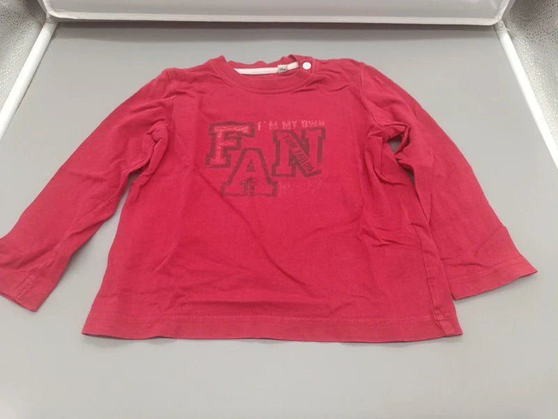 Rotes Tom Tailor Sweatshirt Größe 92 mit FAN-Aufdruck, Vorderseite