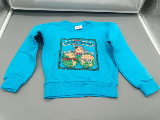 Kinder Sweatshirt Türkis "The Great Explorer – Around the Globe" Vintage-Cartoon-Print Gr. 86
