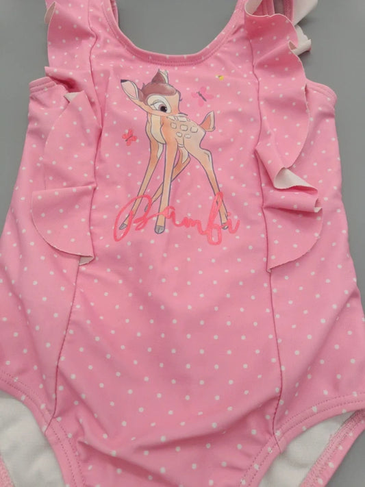 Detailansicht des Bambi-Motivs auf dem rosa Baby-Body in Größe 92