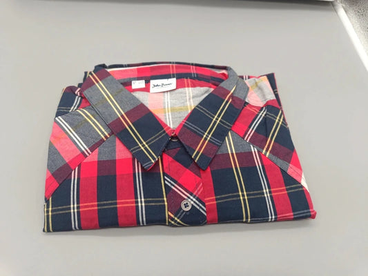 Flanellhemd John Baner Rot Marineblau – Schottenkaro