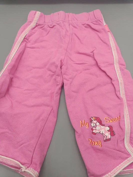 Baby Jogginghose Rosa My Sweet Pony Print Vorderansicht Seitenstreifen Gr. 74