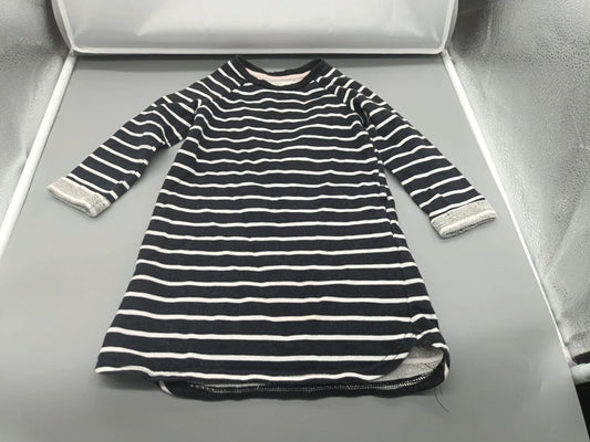 Mädchen Sweatkleid Dunkelgrau Bretonische Streifen Gesamtansicht Glitzer-Bündchen Gr. 92