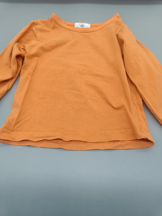 Kinder Langarmshirt Orange Corolle Gesamtansicht Tonaler Schriftzug Saum Gr. 86