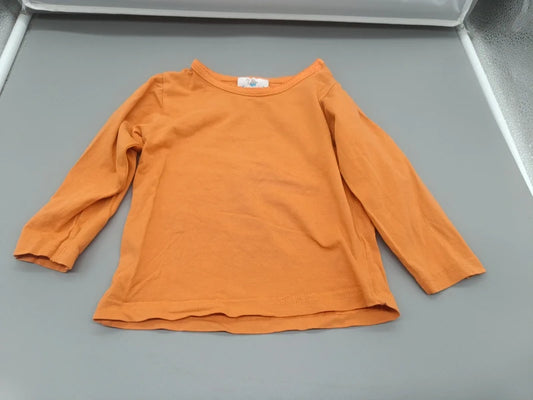 Kinder Langarmshirt Orange Uni Corolle Vorderansicht Rundhals Label Gr. 86