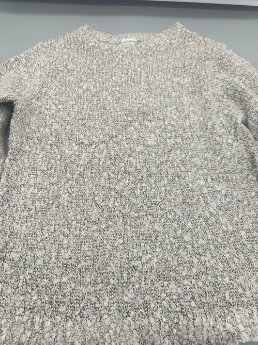Kinder Bouclé-Pullover Creme Glitzer Nahaufnahme Oberteil Rundhals Gr. 110