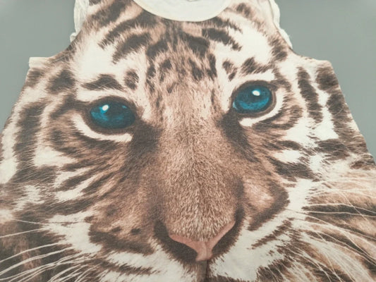 Mädchen Tanktop Weißer Tiger Blaue Augen Fotodruck Detail Gesamtansicht Gr. 110