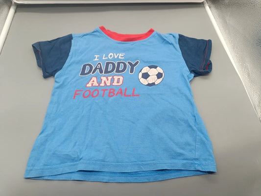 Kinder T-Shirt Hellblau "I Love Daddy and Football" Raglan Fußball-Print Gr. 92