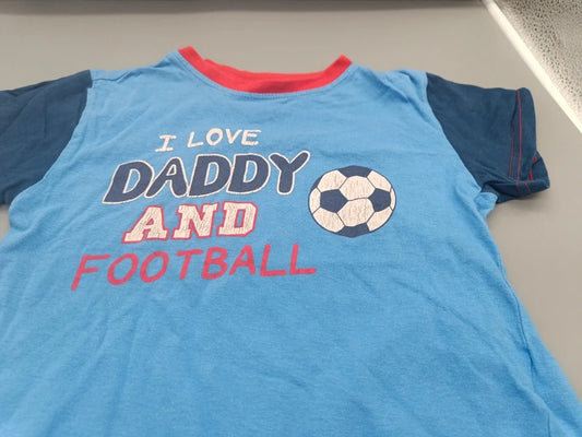 Kinder T-Shirt Hellblau I Love Daddy Football Nahaufnahme Print Fußball Gr. 92