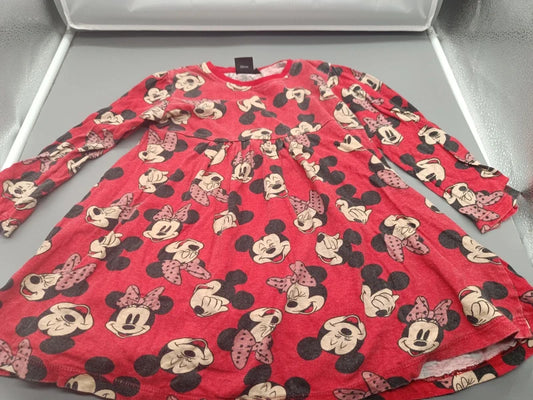 Mädchen Langarmkleid Rot Disney Minnie Mickey Mouse Allover Print Vorderansicht Gr. 116